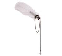 GRACEART Steampunk Gear - Pinza para el pelo con plumas, blanco, 1 count (Pack of 1)