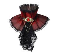 GRACEART Steampunk Isabelino Blanco Jabot Collar Cuello (Vino rojo)