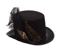 GRACEART Steampunk Negro Pluma Engranajes Parte superior Sombrero