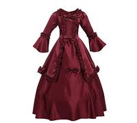GRACEART Vestido de Traje Medieval Vestido renacentista para Noche de Estilo Victoriano Gotico (S, Rojo)