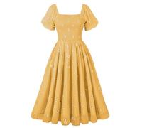 GRACEART Vestido de Verano de Las Mujeres Cuello Cuadrado Vestido de Manga de la Linterna Ruffle A-Line Vestido Casual