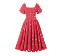 GRACEART Vestido de Verano de Las Mujeres Cuello Cuadrado Vestido de Manga de la Linterna Ruffle A-Line Vestido Casual