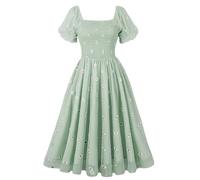 GRACEART Vestido de Verano de Las Mujeres Cuello Cuadrado Vestido de Manga de la Linterna Ruffle A-Line Vestido Casual