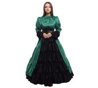 GRACEART Victoriano Gótico Disfraz de Reina Medieval Vestido de Fiesta Vestido de cóctel Vintage Vestido de Fiesta (M, Verde)