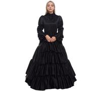 GRACEART Victoriano Gótico Disfraz de Reina Medieval Vestido de Fiesta Vestido de cóctel Vintage Vestido de Fiesta (2XL, Negro)