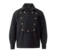 GRACEART Victoriano Gótico Hombre Camisa Western Steampunk para Hombres Manga Larga Shirt (XXL, Negro)