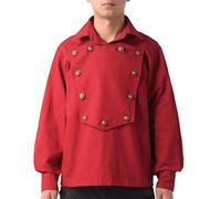 GRACEART Victoriano Gótico Hombre Camisa Western Steampunk para Hombres Manga Larga Shirt (XXL, Vino Rojo)