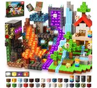 GraceDuck Bloques Magneticos Set Bosque y Portal - 200 Piezas Magneticas Niños Lava & Rocas - Juego de Construcción Magnético - Juguete Montessori Creativo 3-9 Años - Magnetic Blocks Regalo Stem