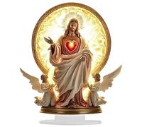 Graceful Cross - Figura de alas de oración, 2D plana con flores, estatua de pájaro A-nge 2025, hermosa computadora