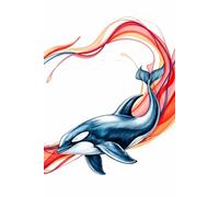 Graceful Orca Gliding Through Watercolor Waves Journal: a GRAPH notebook for self-expression