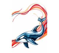 Graceful Orca Gliding Through Watercolor Waves Journal: a LINED notebook for self-expression