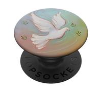 Graceful Peace Dove, Pastel y Ramas de Olivo PopSockets PopGrip Adhesivo