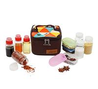 Gracelaza 4 Piezas Tarro para Especias 2 Piezas Botella de Almacenamiento de Vinagre Aceite 3 Caja Fresca - Botes de Condimento con Bolsa Portátil Ideal para Camping/Picnic/Viaje/Al Aire Libre/Cocina