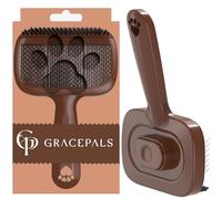 GracePals Cepillo autolimpiante, herramienta de aseo agradable a la piel para perros y gatos, cepillo de cerdas y diseño de agujas largas/cortas, deshedding y depilación para mascotas de pelo largo y