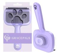 GracePals Cepillo autolimpiante para perro, cepillo de cerdas y diseño de agujas largas/cortas, agradable a la piel, cepillo para eliminar el pelo para mascotas de pelo largo y corto (morado)