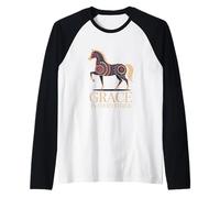 Gracia de Caballo árabe en Cada Paso Ecuestre Camiseta Manga Raglan