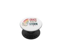 Gracia después de la tormenta Boho Rainbow Oración Cristiana Positiva PopSockets PopGrip Adhesivo