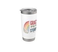 Gracia después de la tormenta Boho Rainbow Oración cristiana positiva Vaso térmico de acero inoxidable de doble pared