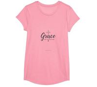Gracia No Perfección Hombres Cristianos Fe Inspirador Camiseta, Niñas, Rosado, Pequeña