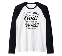 Gracias a Dios Corintios Versículo de la Biblia Fe Escritura Oración Camiseta Manga Raglan