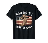 Gracias a Dios Soy un país Mamá Bandera de EE. UU. Vaquero Camiseta
