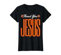 Gracias Jesús Cristianos Dios Amor Fe Hombres Mujeres Niña Niño Camiseta gráfica económica, Mujer, Negro, XS