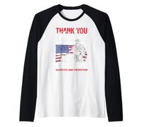 Gracias Veteranos por Su Servicio Y Sacrificio Y Patrio Camiseta Manga Raglan