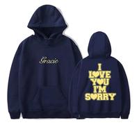 Gracie Abrams I Love You I'm Sorry Sudadera con Capucha Hombres Mujeres Unisex Moda Manga Larga Sudaderas con Capucha Casual De Gran Tamaño Sudaderas XS~4XL-Black||XS