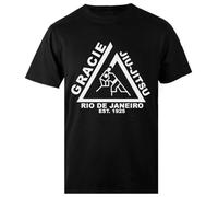 Gracie Jiu Jitsu Camiseta Negra para Hombre Camiseta Masculina Regular