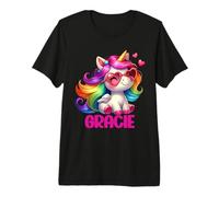 Gracie Nombre Personalizado Colorido Unicornio Mujer Ni Camiseta Premium
