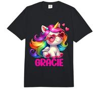 Gracie Nombre Personalizado Colorido Unicornio Mujer Ni Comfort Colors Adult Heavyweight T-Shirt