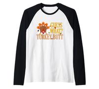 Gracioso Acción de Gracias Adivina Qué Culo De Pavo Humor Camiseta Manga Raglan