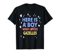 Gracioso Aquí Hay Un Chico Que Ama Las Gacelas Camiseta gráfica económica