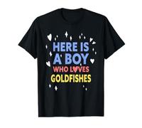 Gracioso Aquí Hay Un Chico Que Ama Los Peces De Colores Camiseta gráfica económica