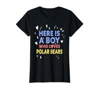 Gracioso Aquí Hay un niño Que ama a los Osos Polares Camiseta gráfica económica, Mujer, Negro, L