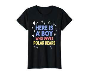 Gracioso Aquí Hay un niño Que ama a los Osos Polares Camiseta gráfica económica, Mujer, Negro, M