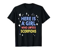 Gracioso Aquí Hay Una Chica Que Ama Los Escorpiones Camiseta gráfica económica