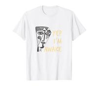 Gracioso Diciendo Que sí, Estoy Despierto con Cara de cubismo Camiseta gráfica económica, Hombre, Blanco, S
