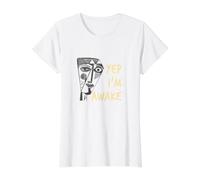 Gracioso Diciendo Que sí, Estoy Despierto con Cara de cubismo Camiseta gráfica económica, Mujer, Blanco, XL