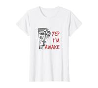 Gracioso Diciendo Que sí, Estoy Despierto con Cara de cubismo Camiseta gráfica económica, Mujer, Blanco, M