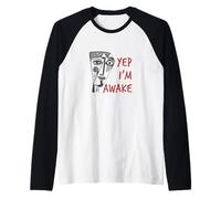 Gracioso Diciendo Que sí, Estoy Despierto con Cara de cubismo Camiseta Manga Raglan