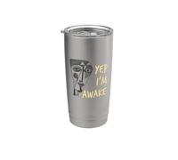 Gracioso diciendo que sí, estoy despierto con cara de cubismo Vaso térmico de acero inoxidable de doble pared