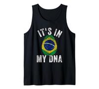 Gracioso está en mi ADN bandera de Brasil Huella digital Camiseta sin Mangas