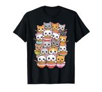 Gracioso Gato de Anime Kawaii Ramen «Bunch of Cats» Camiseta