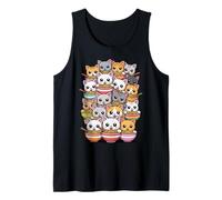 Gracioso Gato de Anime Kawaii Ramen «Bunch of Cats» Camiseta sin Mangas