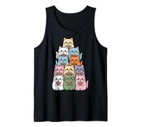 Gracioso Gato de Anime Kawaii Ramen «Bunch of Cats» Camiseta sin Mangas
