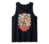 Gracioso Gato de Anime Kawaii Ramen «Bunch of Cats» Camiseta sin Mangas