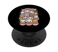 Gracioso Gato de Anime Kawaii Ramen «Bunch of Cats» PopSockets PopGrip Adhesivo