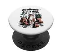 Gracioso gato Obedience Get A Dog Gats PopSockets PopGrip Adhesivo