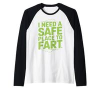 Gracioso Necesito Un Lugar Seguro Para Pedos Humor Diciendo Pedo Broma Camiseta Manga Raglan